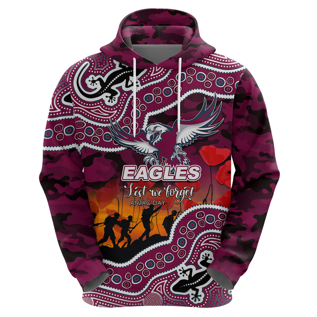 (Custom Personalised) Anzac Day NRL - Sea Eagles Hoodie Aboriginal Lizard Patterns LT6 - Vibe Hoodie Shop