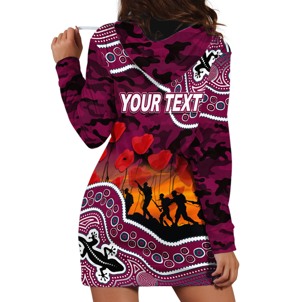 (Custom Personalised) Anzac Day NRL - Sea Eagles Hoodie Dress Aboriginal Lizard Patterns - Vibe Hoodie Shop