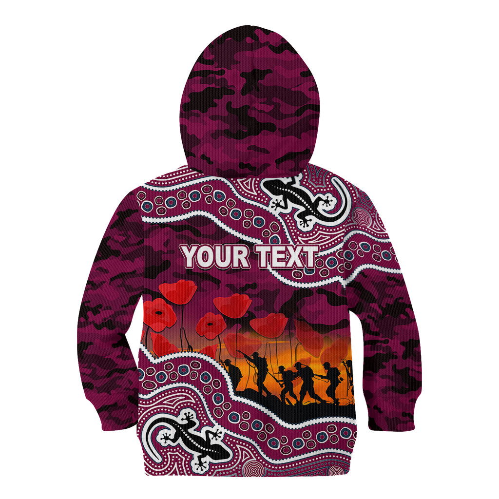 (Custom Personalised) Anzac Day NRL - Sea Eagles Kid Hoodie Aboriginal Lizard Patterns - Vibe Hoodie Shop