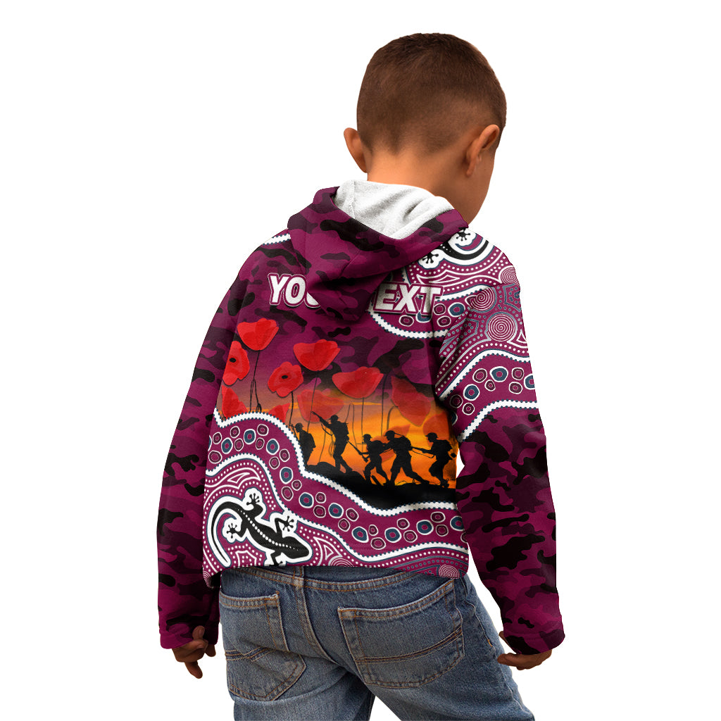 (Custom Personalised) Anzac Day NRL - Sea Eagles Kid Hoodie Aboriginal Lizard Patterns - Vibe Hoodie Shop