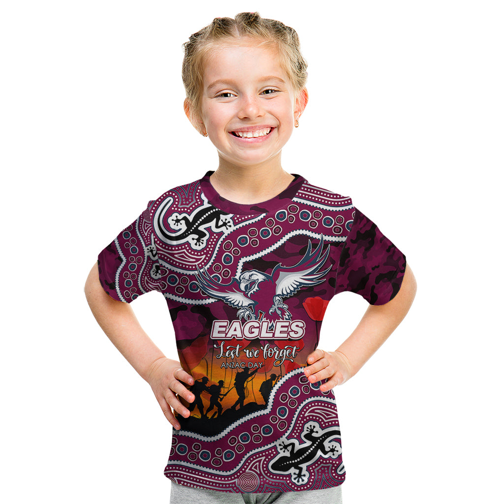 (Custom Personalised) Anzac Day NRL - Sea Eagles Kid T Shirt Aboriginal Lizard Patterns - Vibe Hoodie Shop