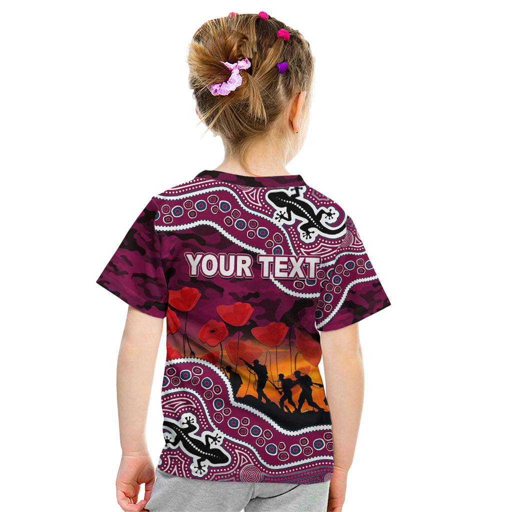 (Custom Personalised) Anzac Day NRL - Sea Eagles Kid T Shirt Aboriginal Lizard Patterns - Vibe Hoodie Shop