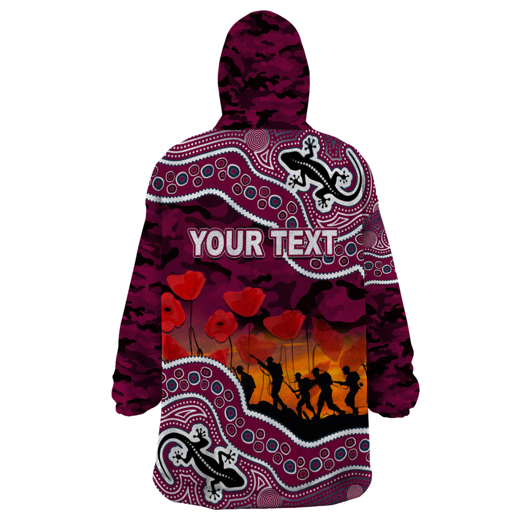 (Custom Personalised) Anzac Day NRL - Sea Eagles Wearable Blanket Hoodie Aboriginal Lizard Patterns - Vibe Hoodie Shop