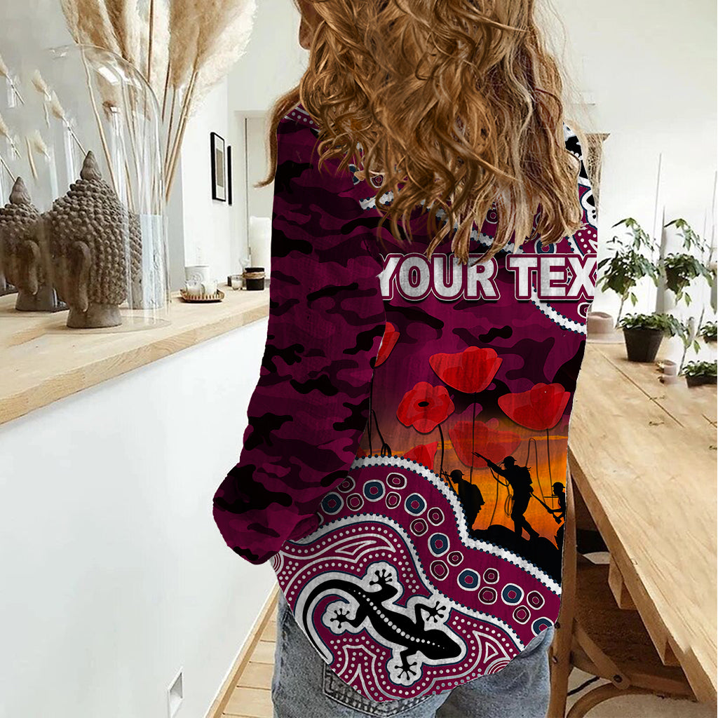 (Custom Personalised) Anzac Day NRL - Sea Eagles Women Casual Shirt Aboriginal Lizard Patterns - Vibe Hoodie Shop
