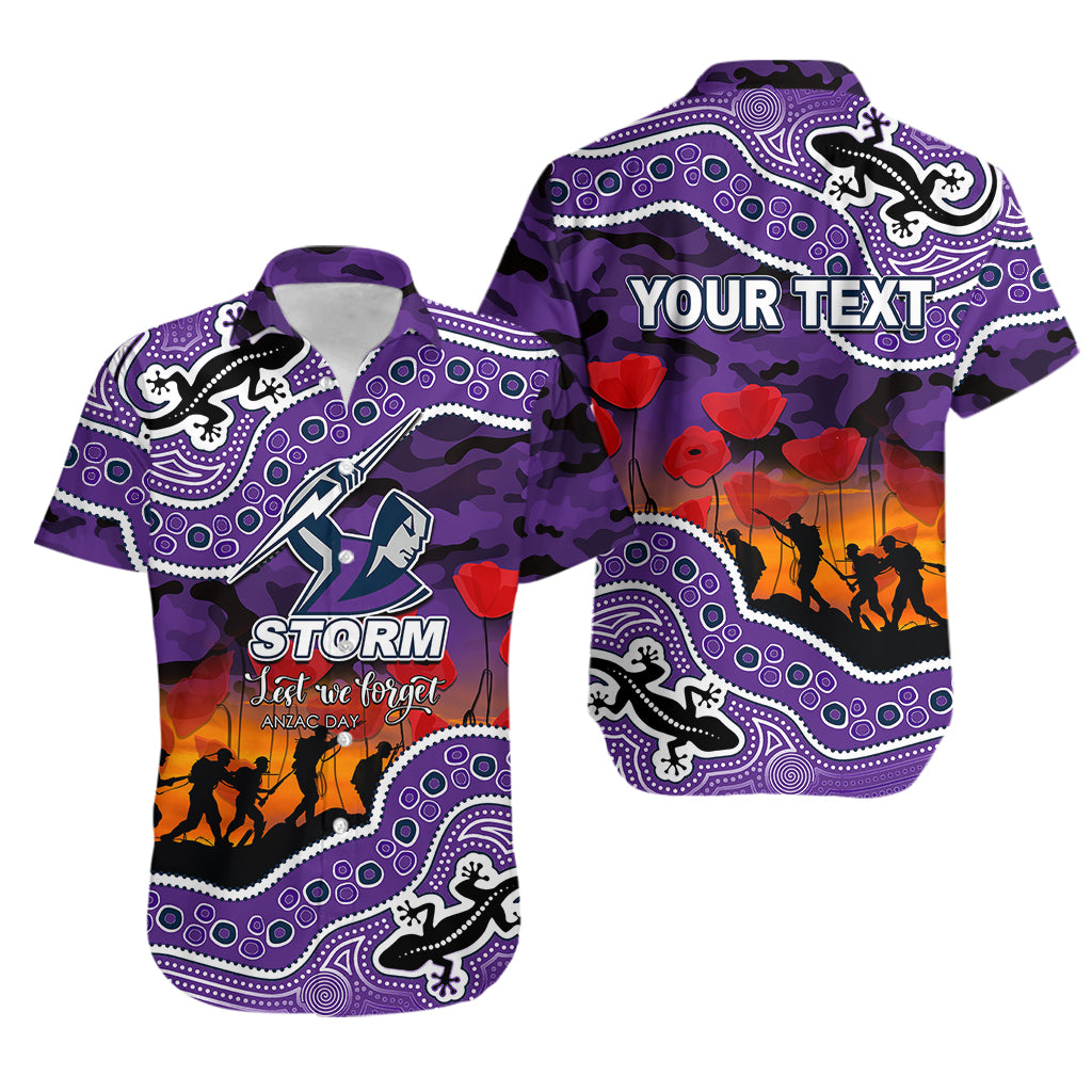(Custom Personalised) Anzac Day NRL - Storm Hawaiian Shirt Aboriginal Lizard Patterns - Vibe Hoodie Shop