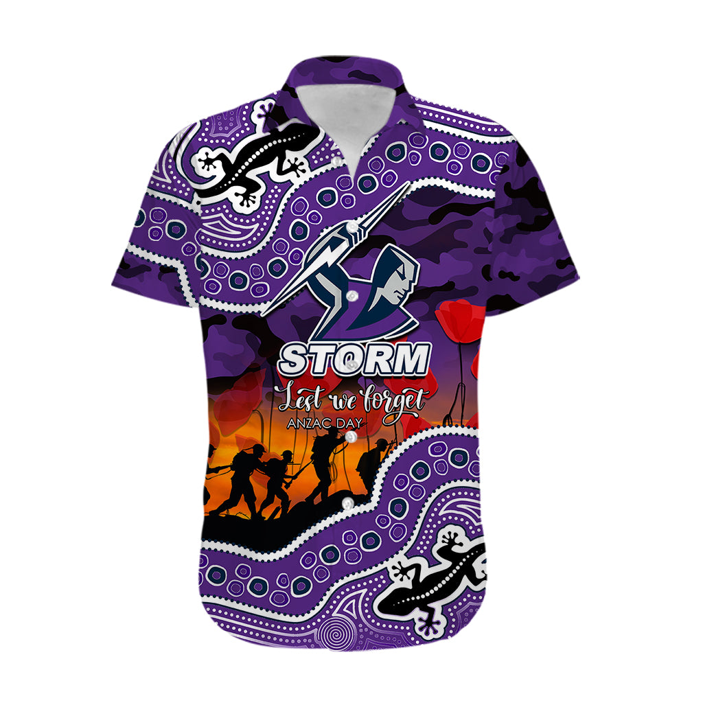 (Custom Personalised) Anzac Day NRL - Storm Hawaiian Shirt Aboriginal Lizard Patterns - Vibe Hoodie Shop