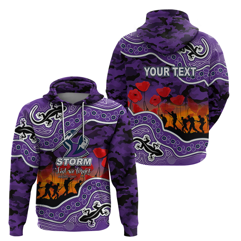 (Custom Personalised) Anzac Day NRL - Storm Hoodie Aboriginal Lizard Patterns LT6 - Vibe Hoodie Shop