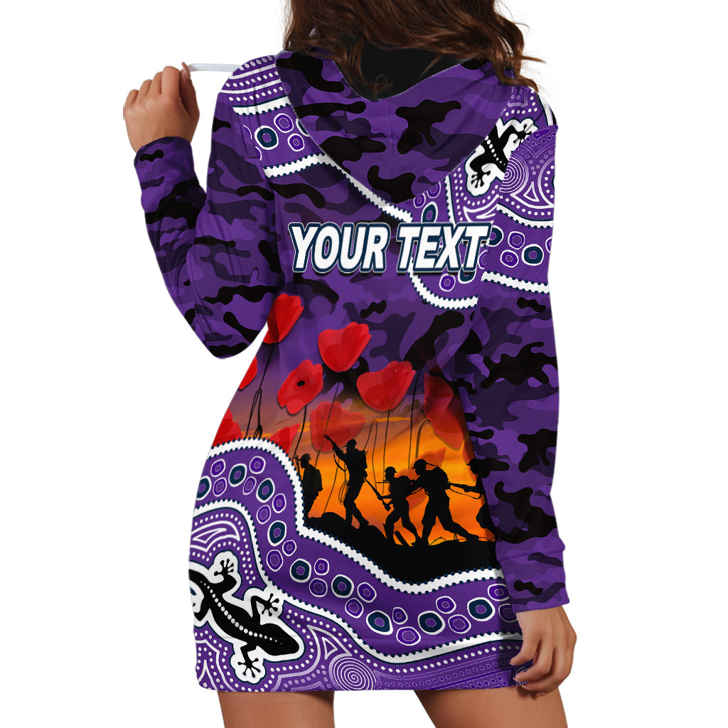 (Custom Personalised) Anzac Day NRL - Storm Hoodie Dress Aboriginal Lizard Patterns - Vibe Hoodie Shop