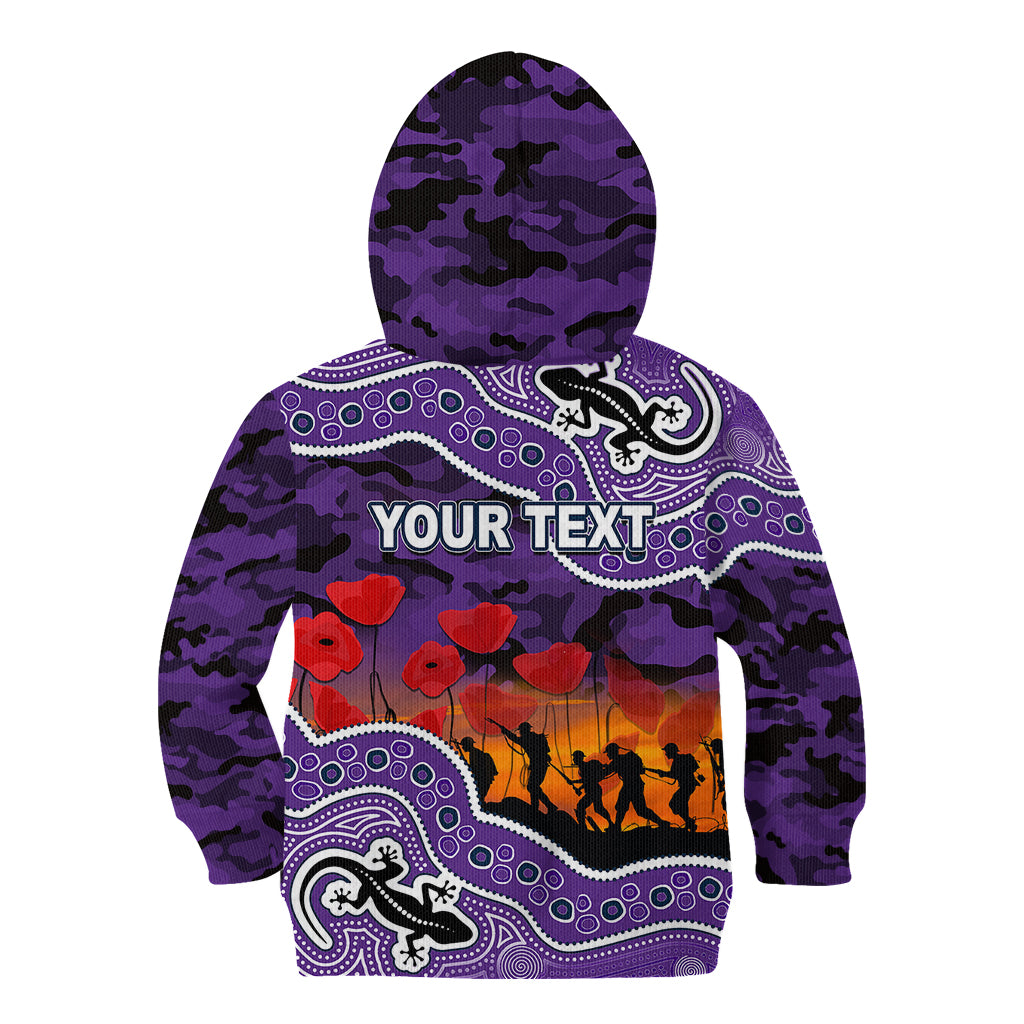 (Custom Personalised) Anzac Day NRL - Storm Kid Hoodie Aboriginal Lizard Patterns - Vibe Hoodie Shop