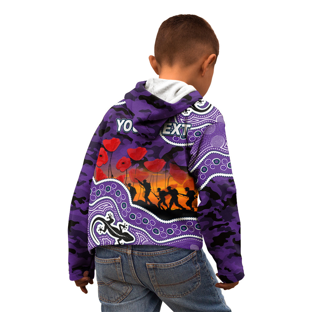 (Custom Personalised) Anzac Day NRL - Storm Kid Hoodie Aboriginal Lizard Patterns - Vibe Hoodie Shop