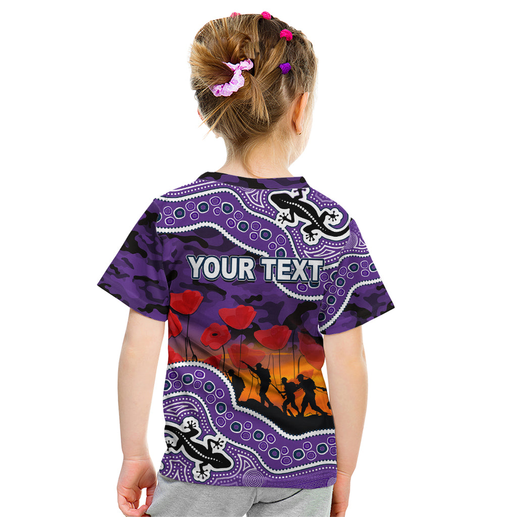 (Custom Personalised) Anzac Day NRL - Storm Kid T Shirt Aboriginal Lizard Patterns - Vibe Hoodie Shop