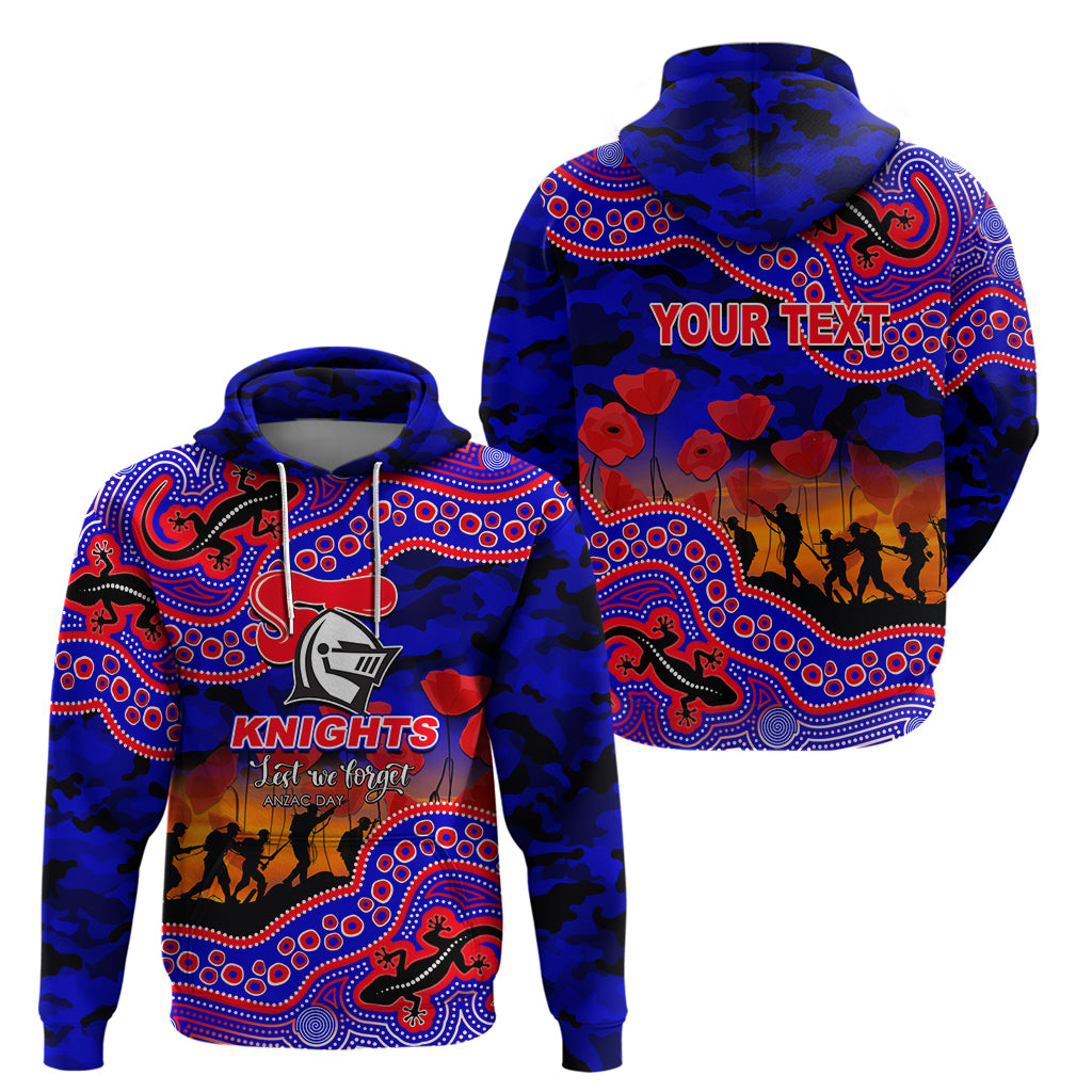(Custom Personalised) Anzac Day NRL - Knights Hoodie Aboriginal Lizard Patterns LT6 - Vibe Hoodie Shop