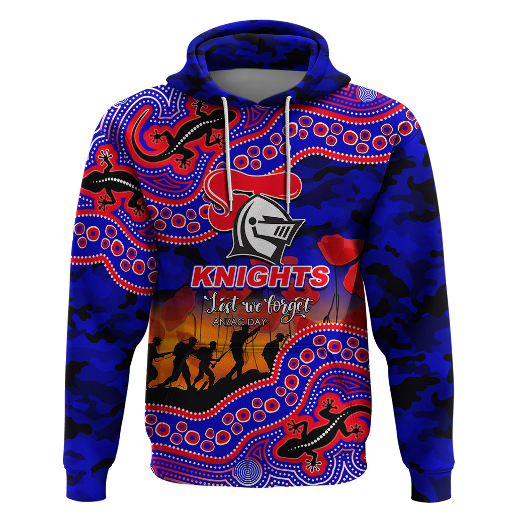 (Custom Personalised) Anzac Day NRL - Knights Hoodie Aboriginal Lizard Patterns LT6 - Vibe Hoodie Shop