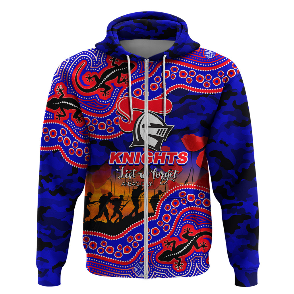 (Custom Personalised) Anzac Day NRL - Knights Hoodie Aboriginal Lizard Patterns LT6 - Vibe Hoodie Shop