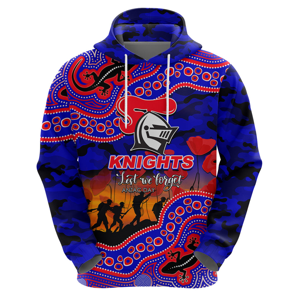(Custom Personalised) Anzac Day NRL - Knights Hoodie Aboriginal Lizard Patterns LT6 - Vibe Hoodie Shop