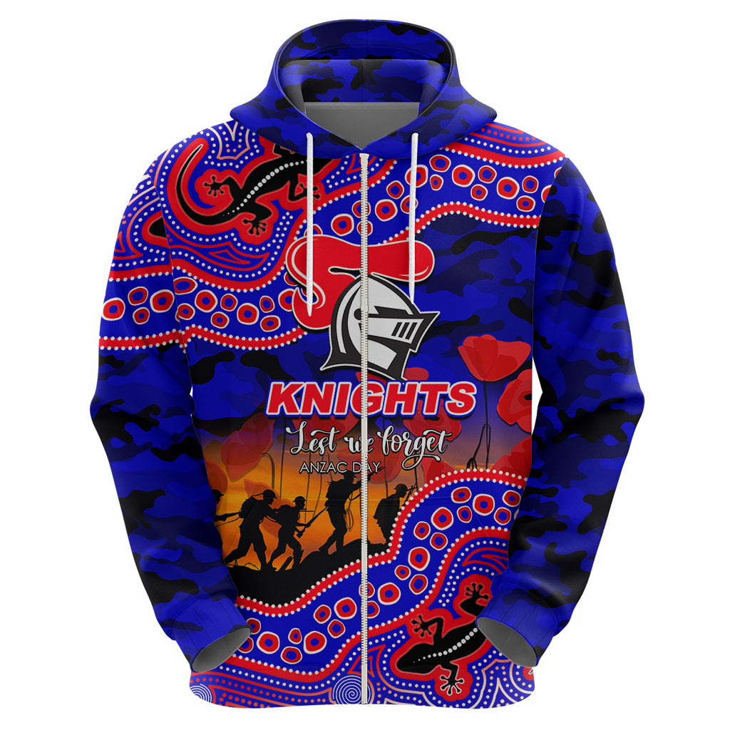 (Custom Personalised) Anzac Day NRL - Knights Hoodie Aboriginal Lizard Patterns LT6 - Vibe Hoodie Shop