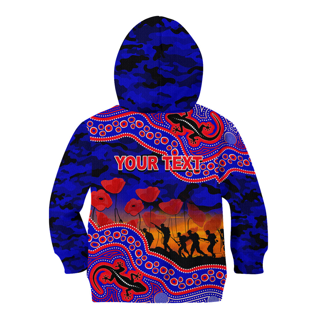 (Custom Personalised) Anzac Day NRL - Knights Kid Hoodie Aboriginal Lizard Patterns - Vibe Hoodie Shop