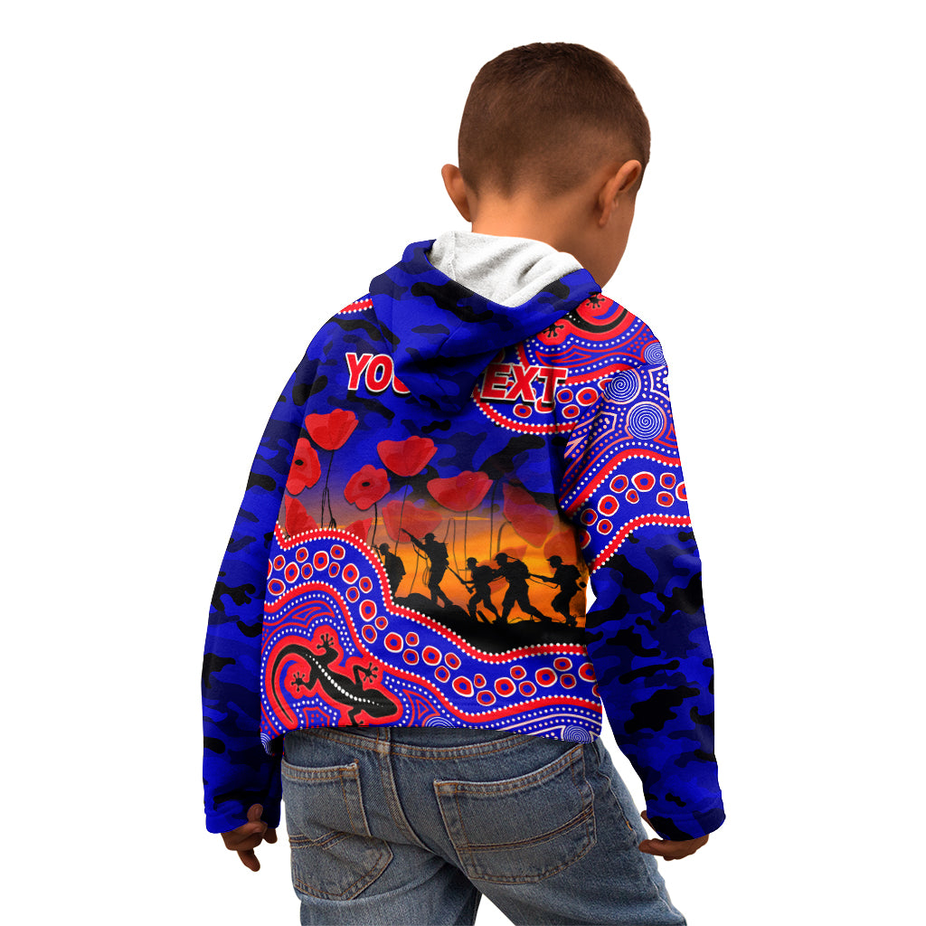 (Custom Personalised) Anzac Day NRL - Knights Kid Hoodie Aboriginal Lizard Patterns - Vibe Hoodie Shop