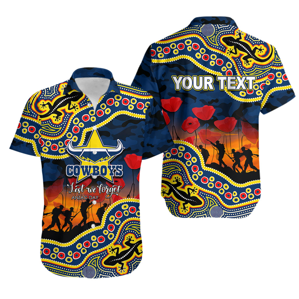 (Custom Personalised) Anzac Day NRL - Cowboys Hawaiian Shirt Aboriginal Lizard Patterns - Vibe Hoodie Shop