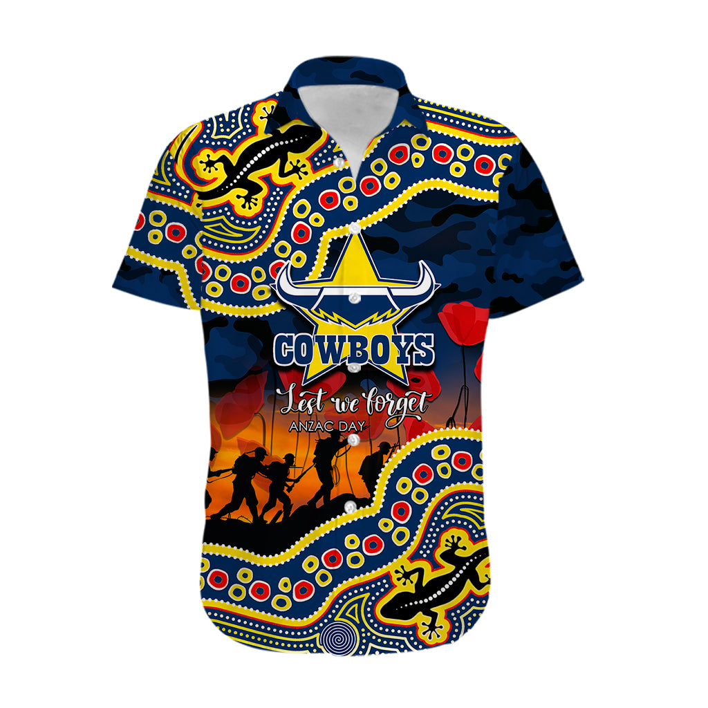 (Custom Personalised) Anzac Day NRL - Cowboys Hawaiian Shirt Aboriginal Lizard Patterns - Vibe Hoodie Shop