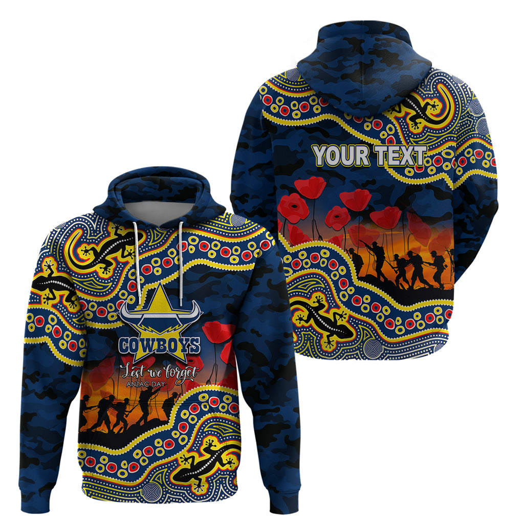 (Custom Personalised) Anzac Day NRL - Cowboys Hoodie Aboriginal Lizard Patterns LT6 - Vibe Hoodie Shop