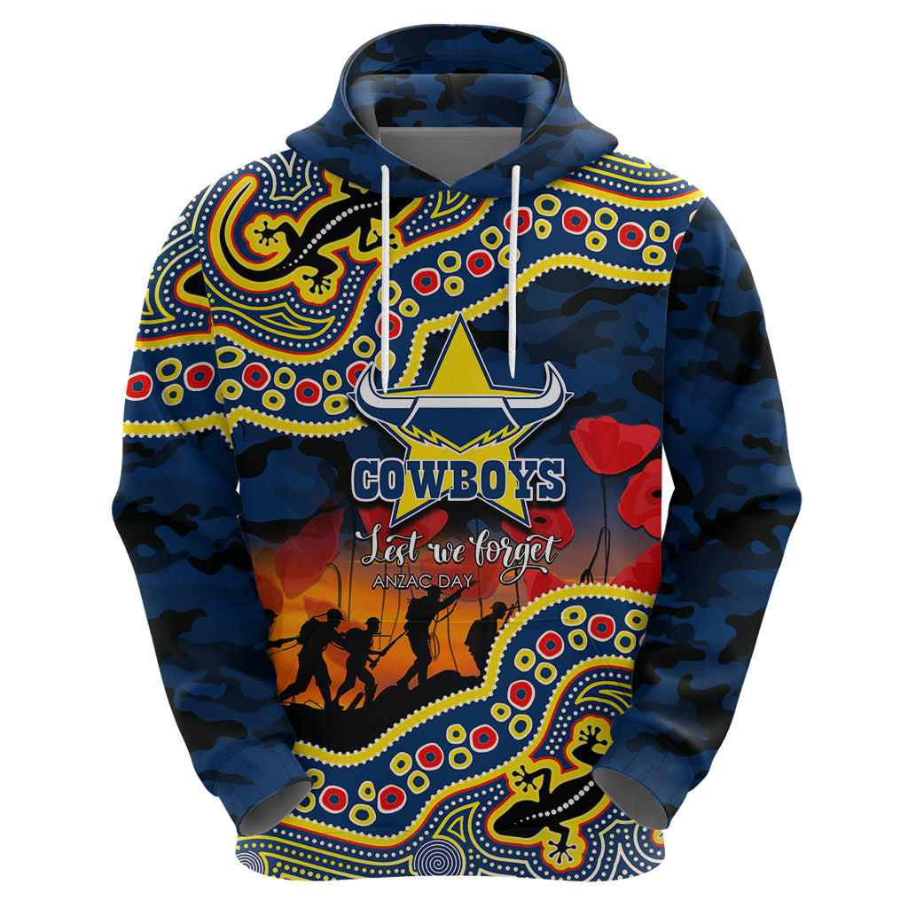 (Custom Personalised) Anzac Day NRL - Cowboys Hoodie Aboriginal Lizard Patterns LT6 - Vibe Hoodie Shop