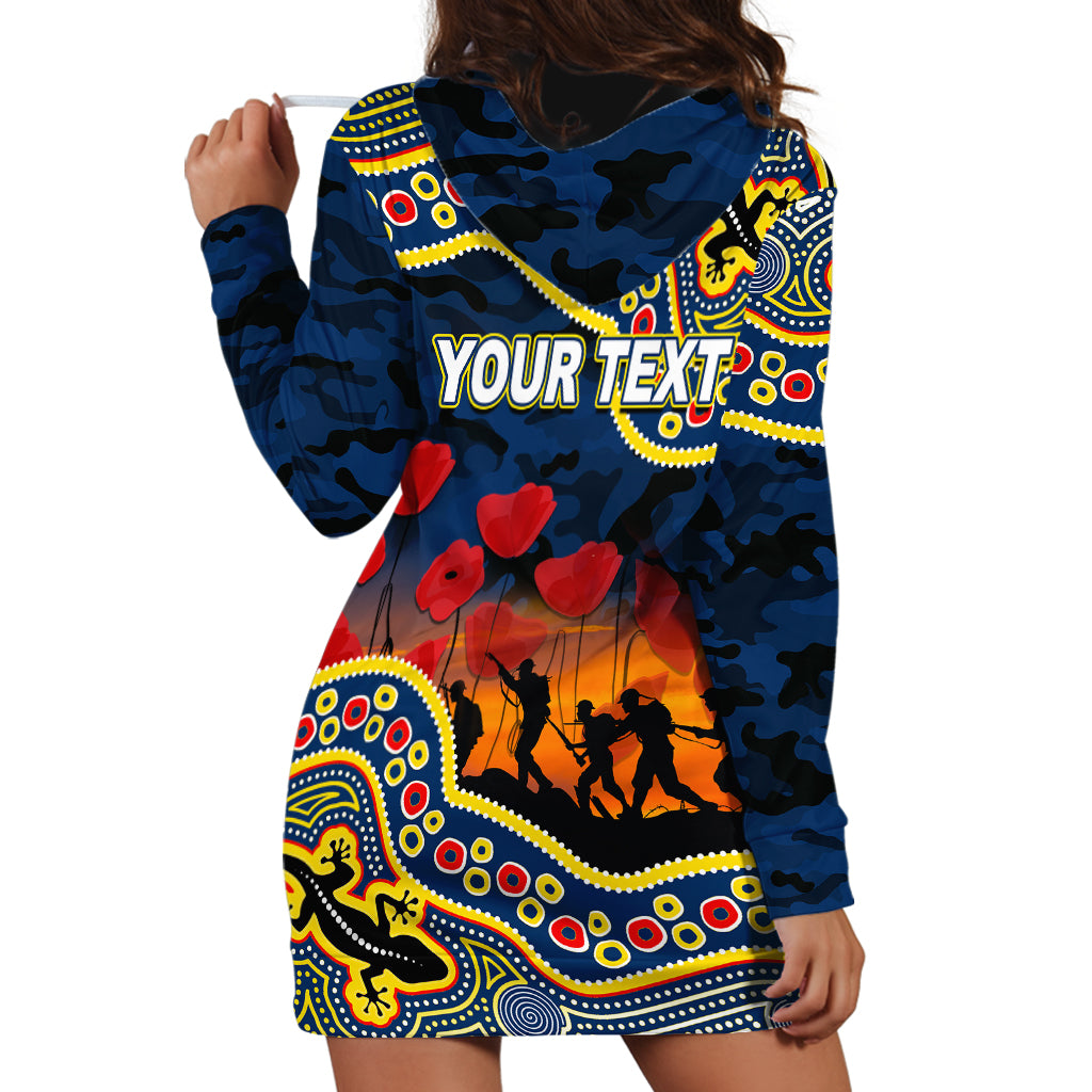 (Custom Personalised) Anzac Day NRL - Cowboys Hoodie Dress Aboriginal Lizard Patterns - Vibe Hoodie Shop