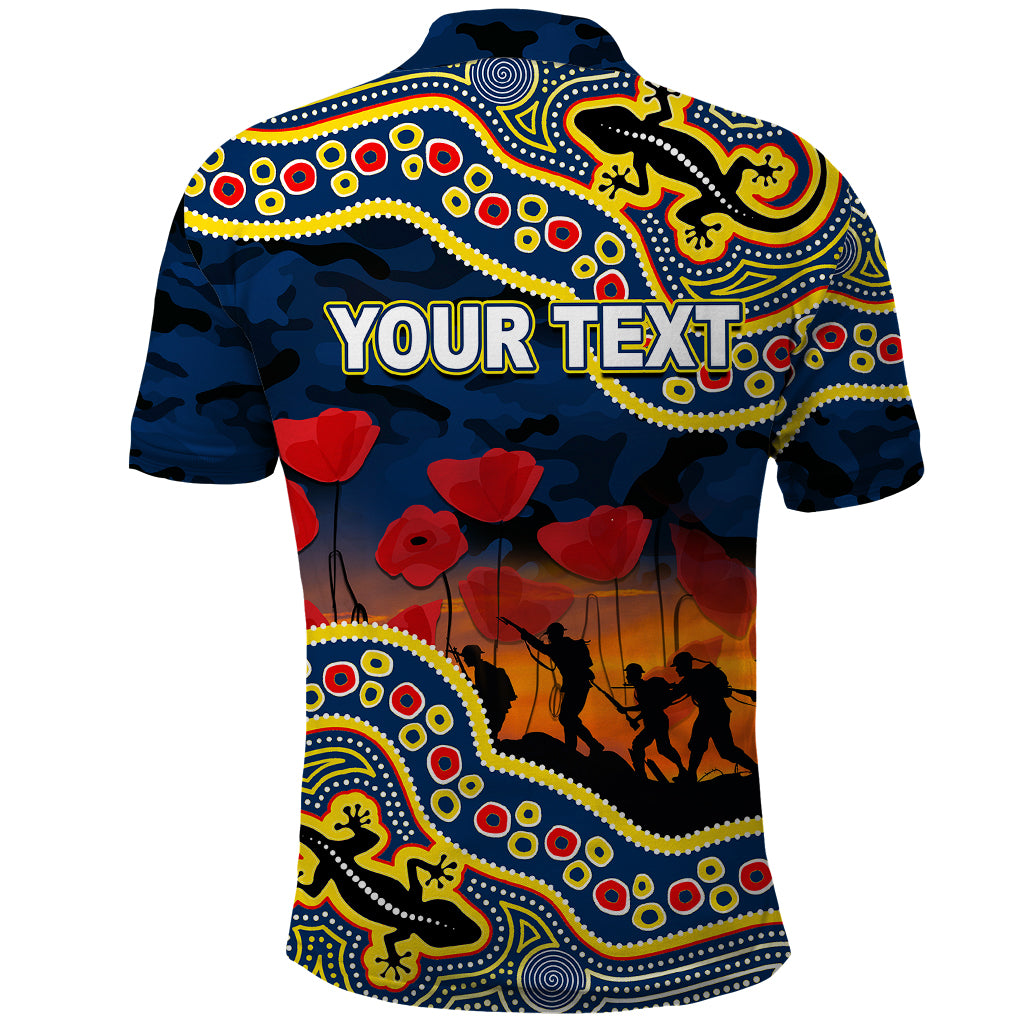 (Custom Personalised) Anzac Day NRL - Cowboys Polo Shirt Aboriginal Lizard Patterns - Vibe Hoodie Shop