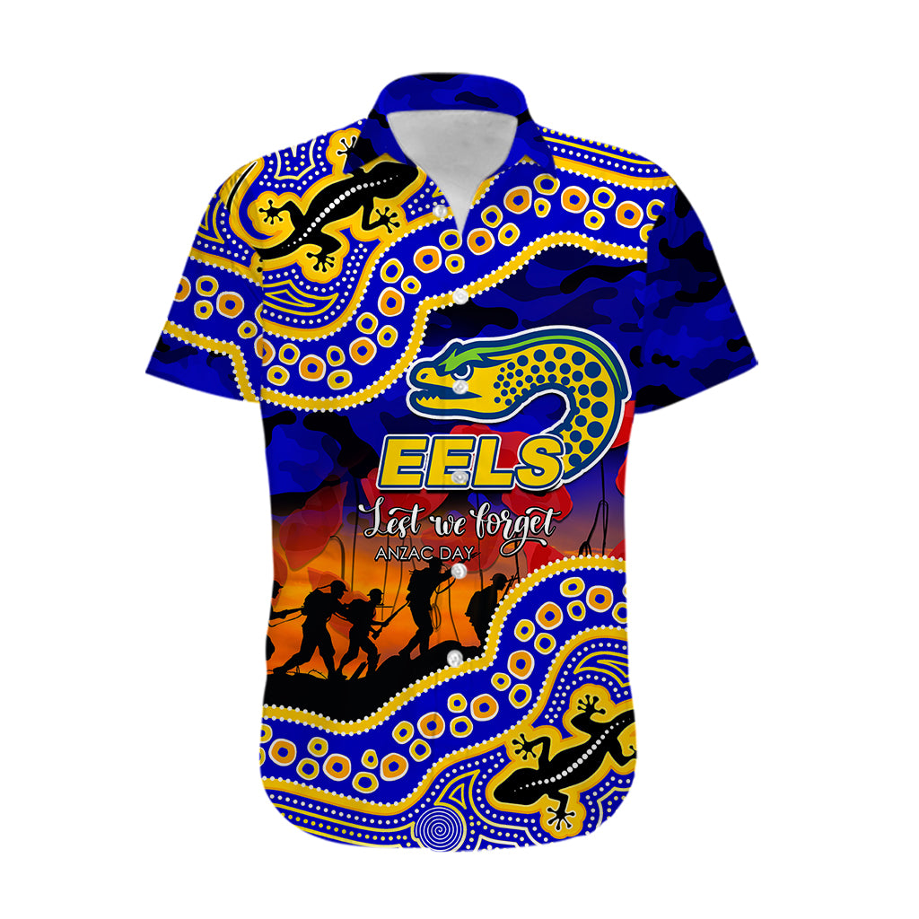 (Custom Personalised) Anzac Day NRL - Eels Hawaiian Shirt Aboriginal Lizard Patterns - Vibe Hoodie Shop