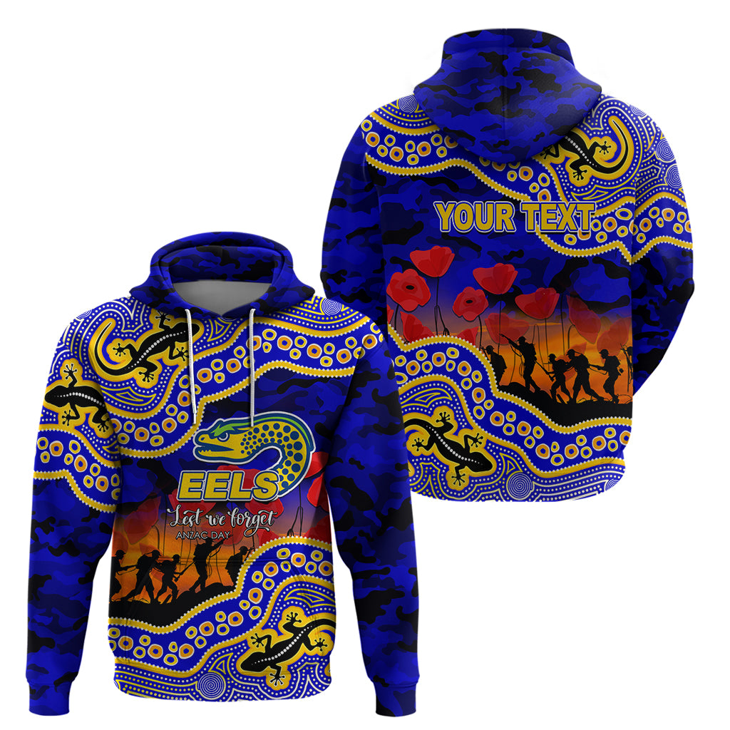 (Custom Personalised) Anzac Day NRL - Eels Hoodie Aboriginal Lizard Patterns LT6 - Vibe Hoodie Shop