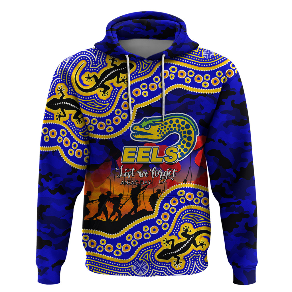 (Custom Personalised) Anzac Day NRL - Eels Hoodie Aboriginal Lizard Patterns LT6 - Vibe Hoodie Shop