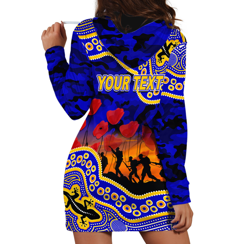 (Custom Personalised) Anzac Day NRL - Eels Hoodie Dress Aboriginal Lizard Patterns - Vibe Hoodie Shop