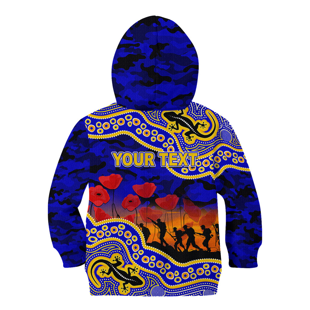 (Custom Personalised) Anzac Day NRL - Eels Kid Hoodie Aboriginal Lizard Patterns - Vibe Hoodie Shop