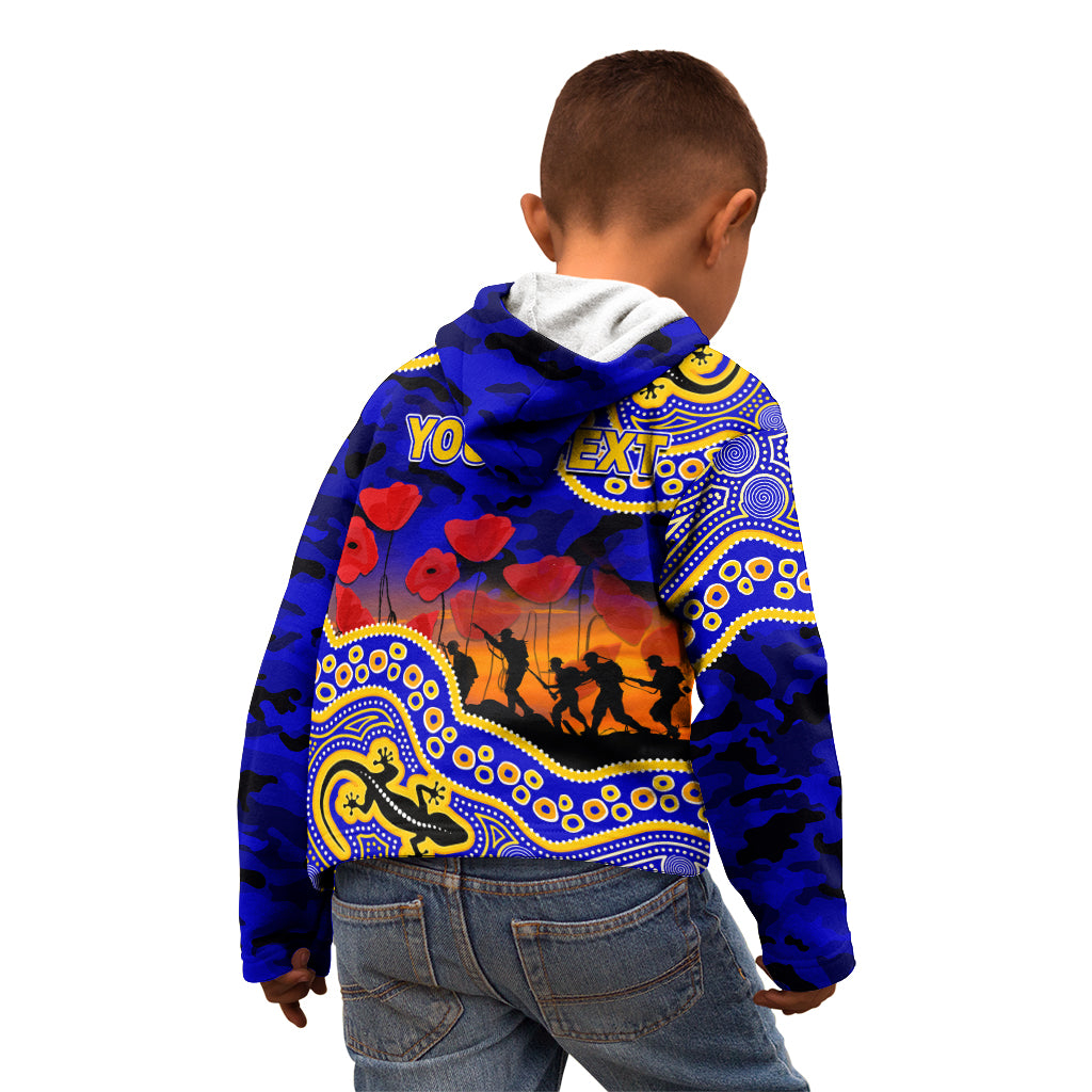 (Custom Personalised) Anzac Day NRL - Eels Kid Hoodie Aboriginal Lizard Patterns - Vibe Hoodie Shop