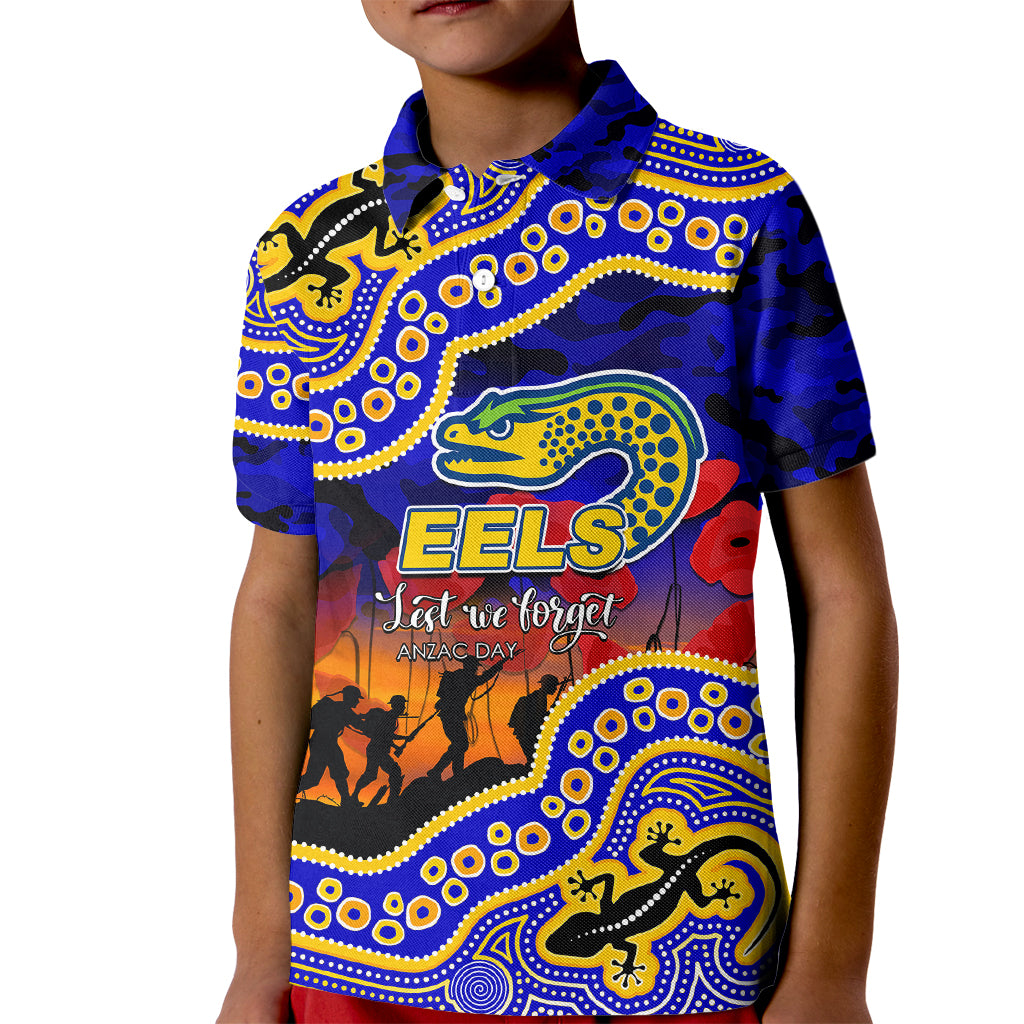 (Custom Personalised) Anzac Day NRL - Eels Kid Polo Shirt Aboriginal Lizard Patterns - Vibe Hoodie Shop