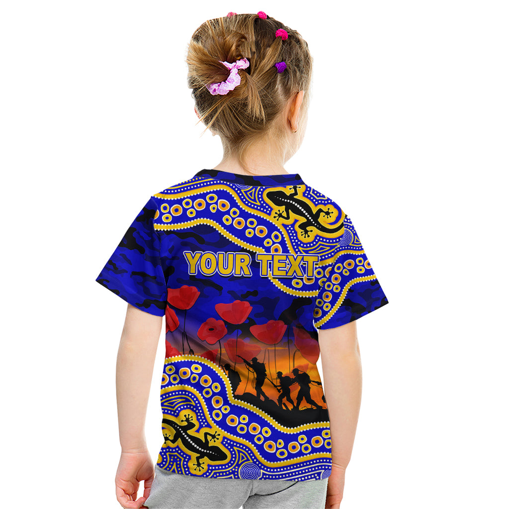 (Custom Personalised) Anzac Day NRL - Eels Kid T Shirt Aboriginal Lizard Patterns - Vibe Hoodie Shop