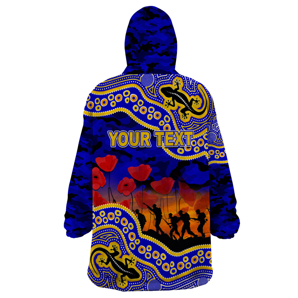 (Custom Personalised) Anzac Day NRL - Eels Wearable Blanket Hoodie Aboriginal Lizard Patterns - Vibe Hoodie Shop