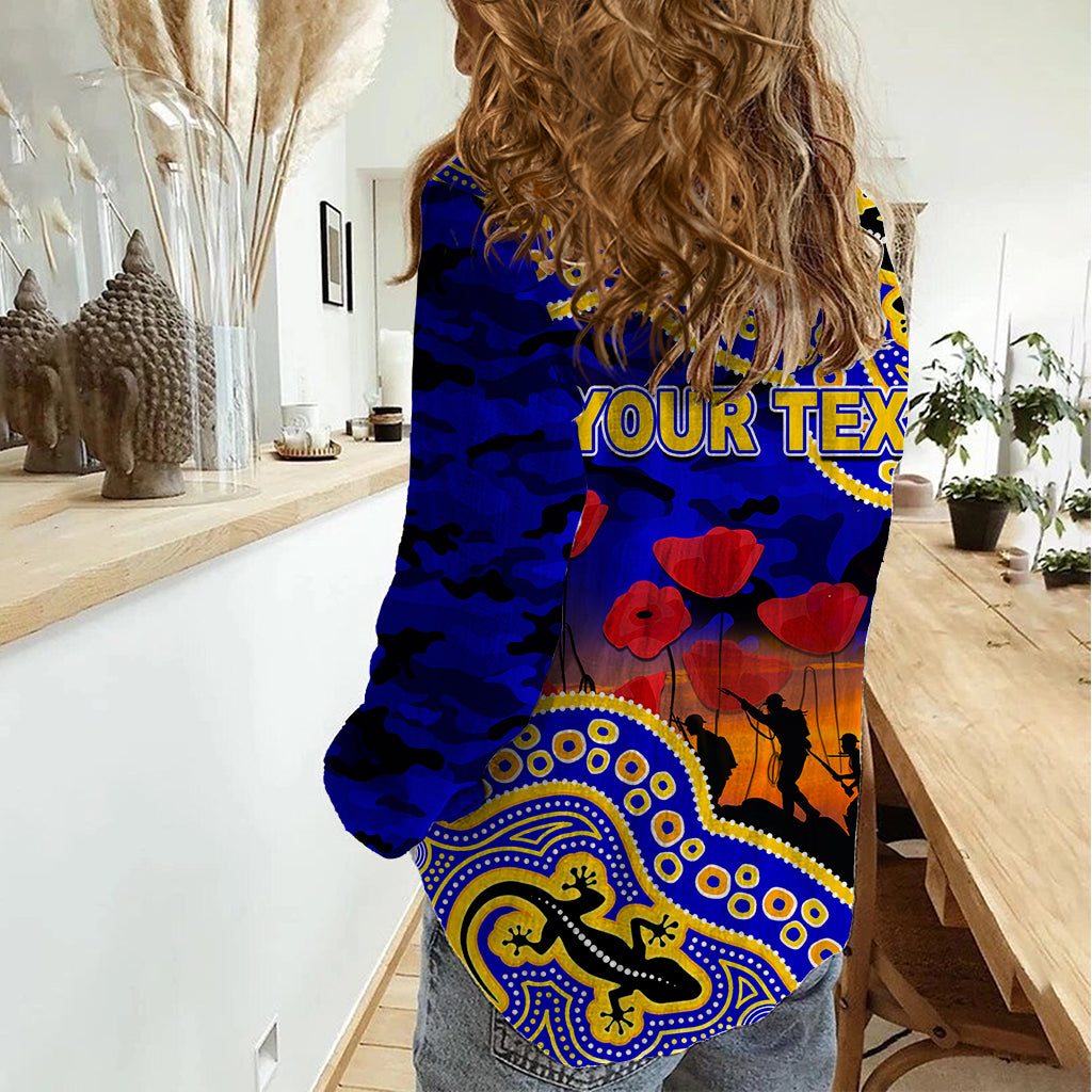(Custom Personalised) Anzac Day NRL - Eels Women Casual Shirt Aboriginal Lizard Patterns - Vibe Hoodie Shop