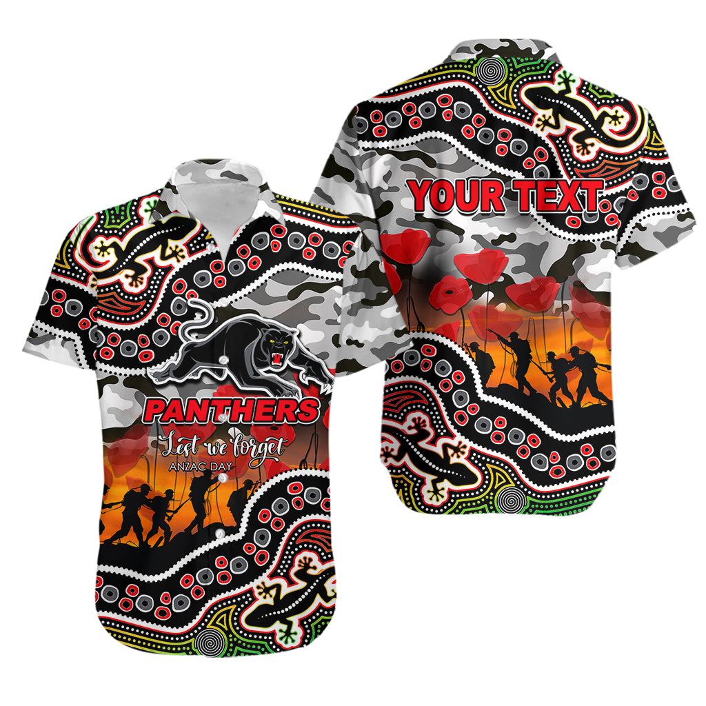 (Custom Personalised) Anzac Day NRL - Panthers Hawaiian Shirt Aboriginal Lizard Patterns - Vibe Hoodie Shop