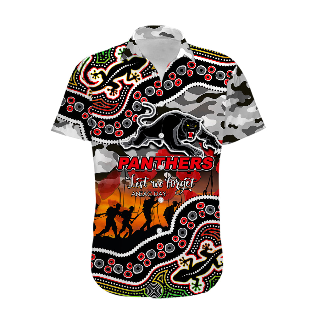 (Custom Personalised) Anzac Day NRL - Panthers Hawaiian Shirt Aboriginal Lizard Patterns - Vibe Hoodie Shop