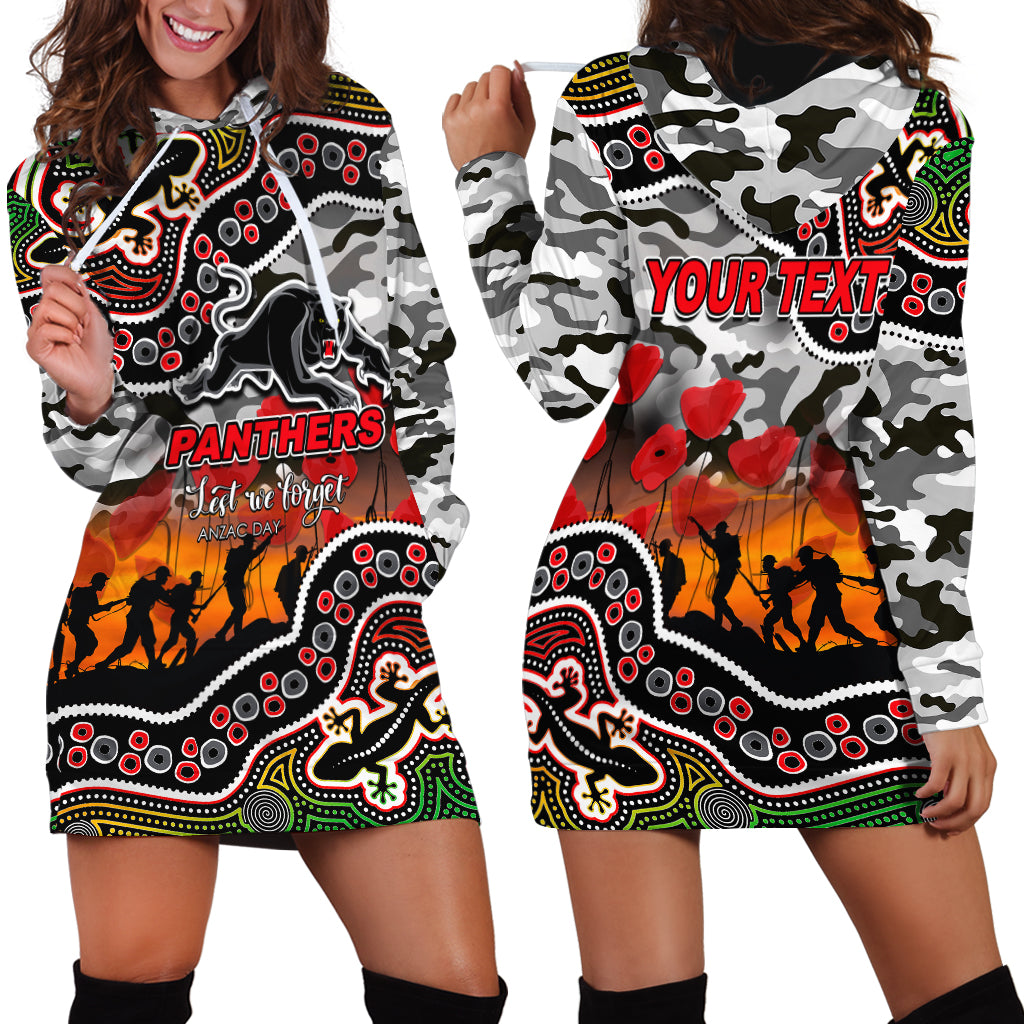 (Custom Personalised) Anzac Day NRL - Panthers Hoodie Dress Aboriginal Lizard Patterns - Vibe Hoodie Shop