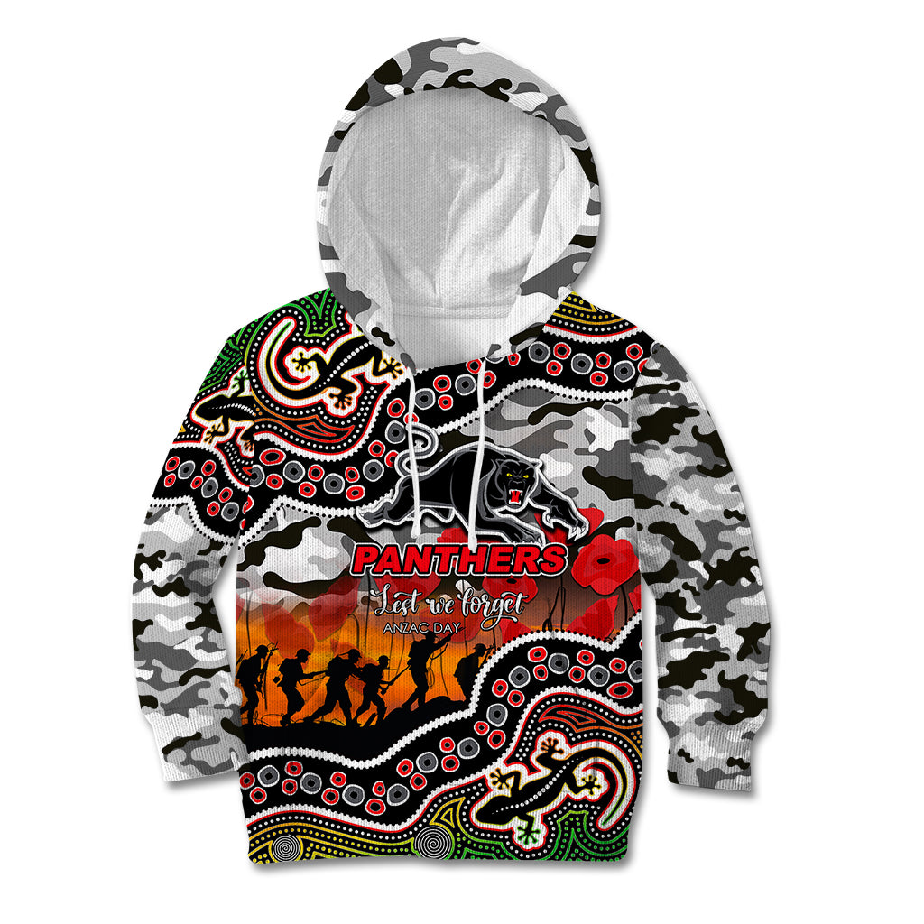 (Custom Personalised) Anzac Day NRL - Panthers Kid Hoodie Aboriginal Lizard Patterns - Vibe Hoodie Shop