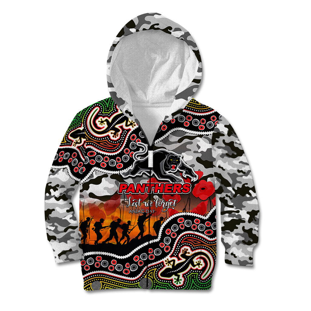 (Custom Personalised) Anzac Day NRL - Panthers Kid Hoodie Aboriginal Lizard Patterns - Vibe Hoodie Shop