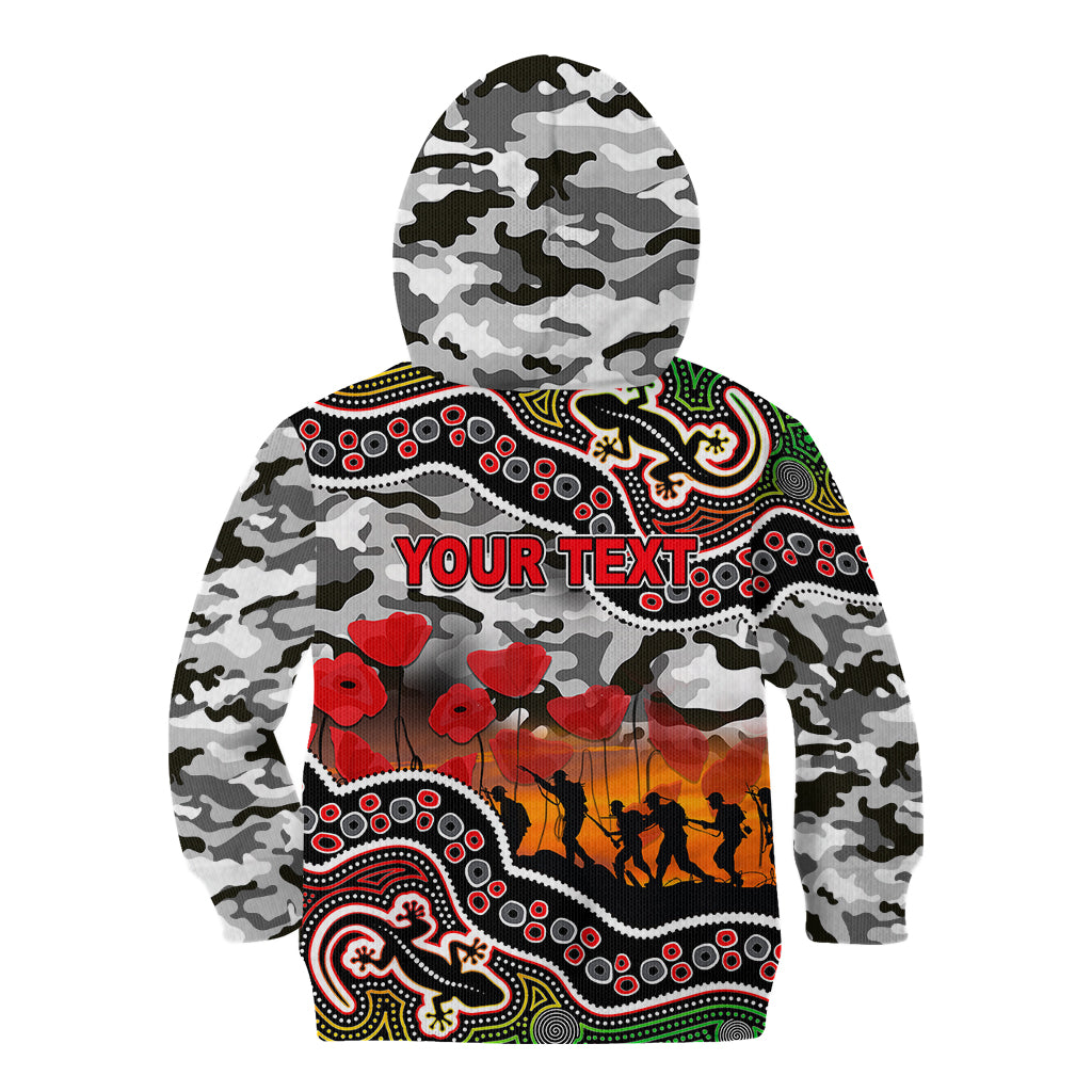 (Custom Personalised) Anzac Day NRL - Panthers Kid Hoodie Aboriginal Lizard Patterns - Vibe Hoodie Shop