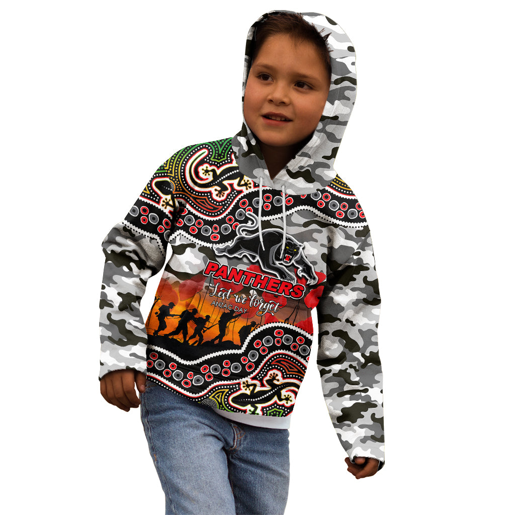 (Custom Personalised) Anzac Day NRL - Panthers Kid Hoodie Aboriginal Lizard Patterns - Vibe Hoodie Shop