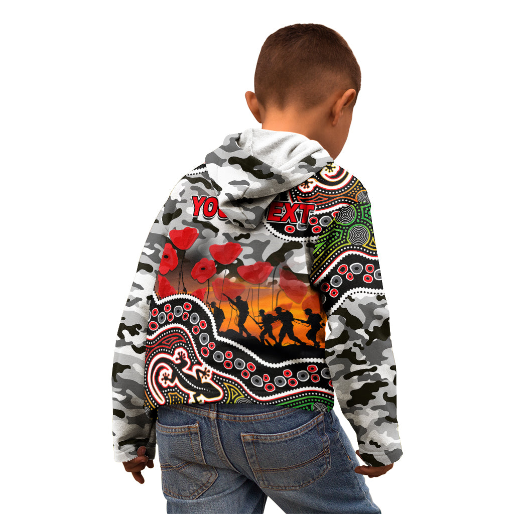 (Custom Personalised) Anzac Day NRL - Panthers Kid Hoodie Aboriginal Lizard Patterns - Vibe Hoodie Shop