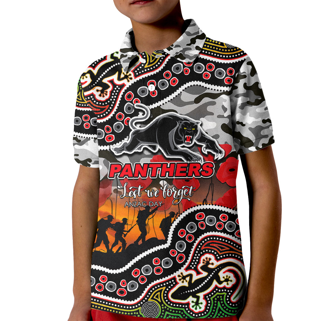 (Custom Personalised) Anzac Day NRL - Panthers Kid Polo Shirt Aboriginal Lizard Patterns - Vibe Hoodie Shop