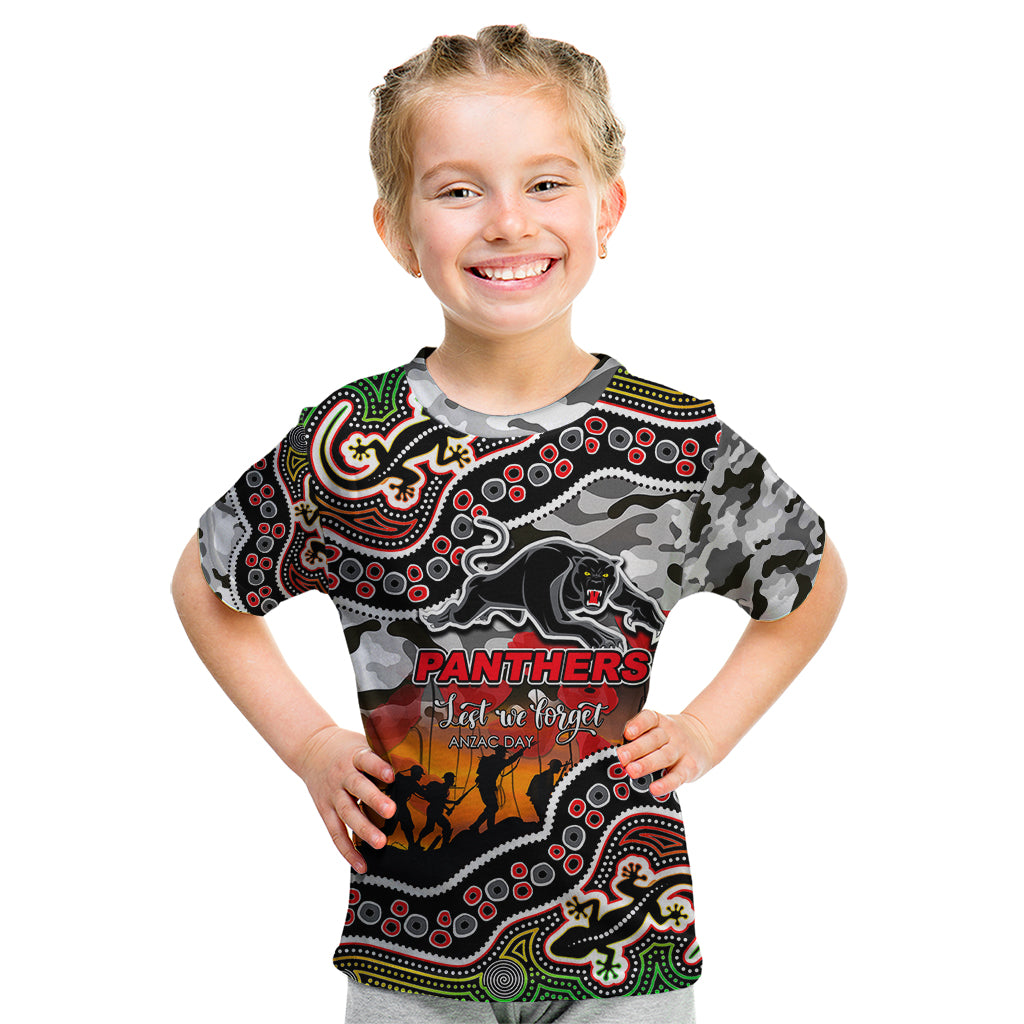 (Custom Personalised) Anzac Day NRL - Panthers Kid T Shirt Aboriginal Lizard Patterns - Vibe Hoodie Shop