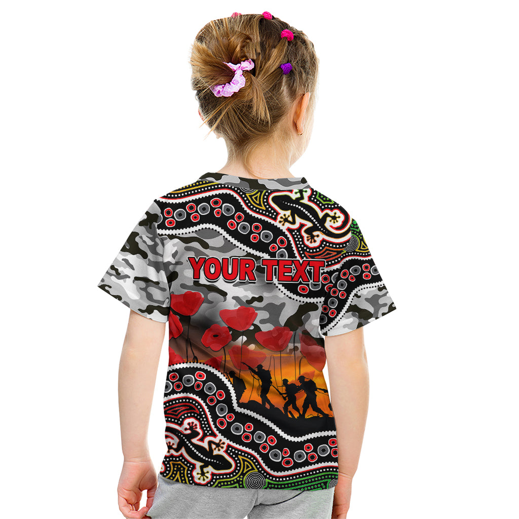 (Custom Personalised) Anzac Day NRL - Panthers Kid T Shirt Aboriginal Lizard Patterns - Vibe Hoodie Shop