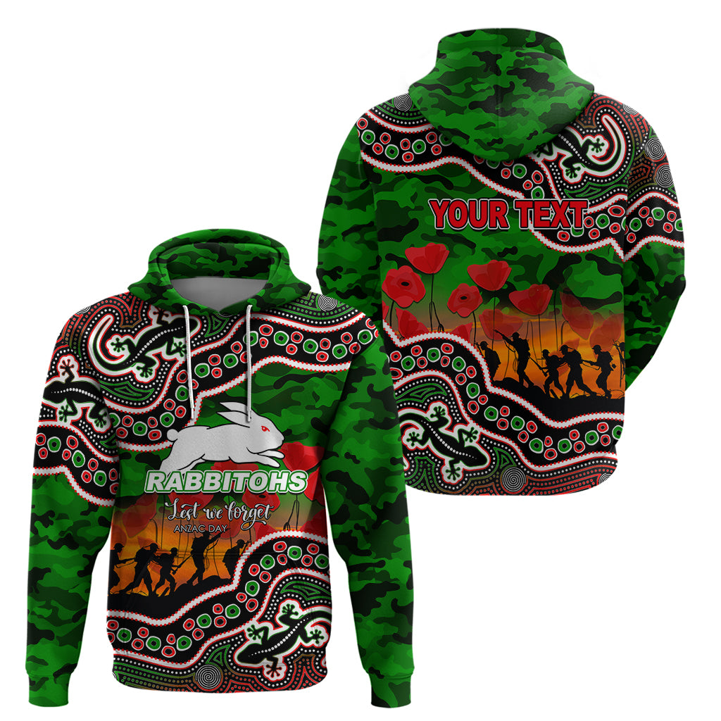 (Custom Personalised) Anzac Day NRL - Rabbitohs Hoodie Aboriginal Lizard Patterns LT6 - Vibe Hoodie Shop